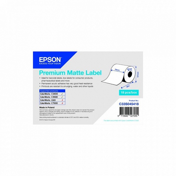 Фото Бумага Epson Premium Matte Label Cont.R (рулон 76 мм x 35 м)