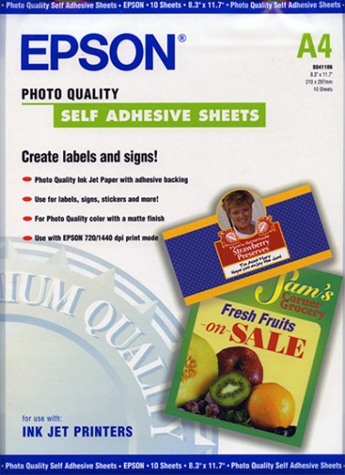 Фото Бумага Epson Photo Quality Self Adhesive Sheets (10 листов A4)