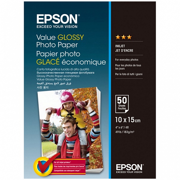 Фото Бумага Epson Value Glossy Photo Paper (50 листов 10x15 см)