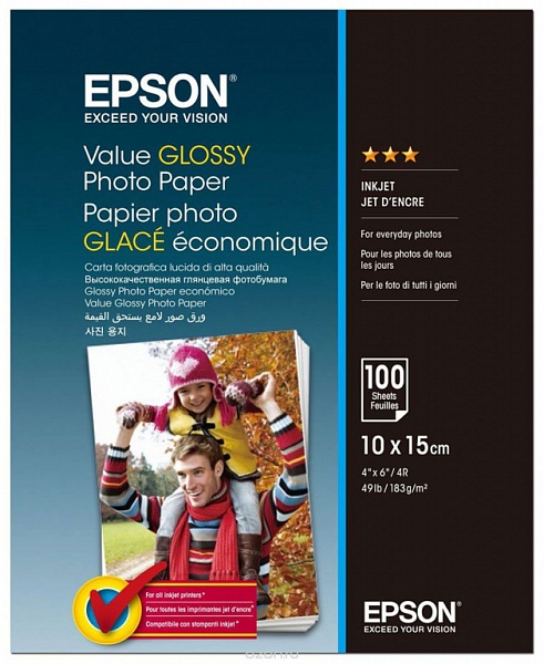 Фото Бумага Epson Value Glossy Photo Paper (100 листов 10x15 см)