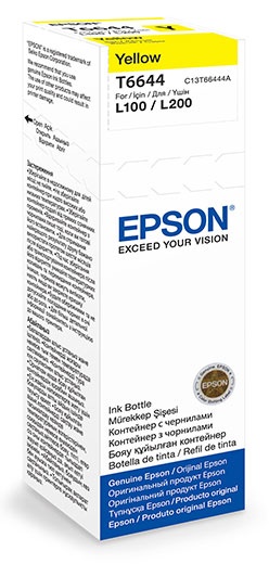Фото Желтый контейнер Epson T6644 для EPSON L100 / L110 / L120 / L1300 / L200 / L210 / L300 / L350 / L355 / L550 / L555